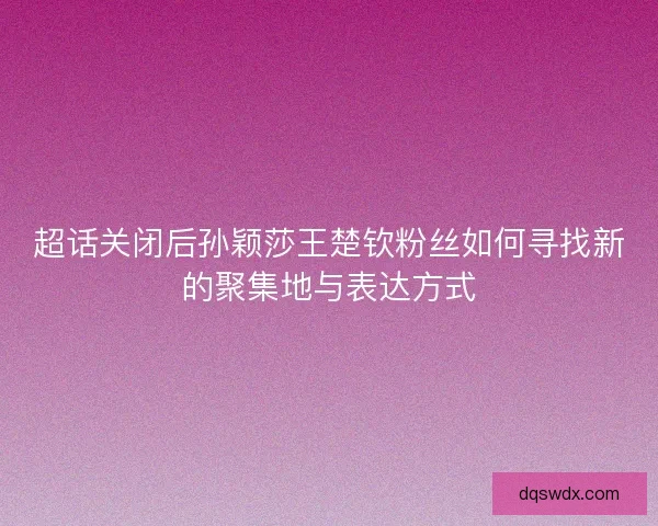 超话关闭后孙颖莎王楚钦粉丝如何寻找新的聚集地与表达方式 超话关闭后孙颖莎王楚钦粉丝如何寻找新的聚集地与表达方式